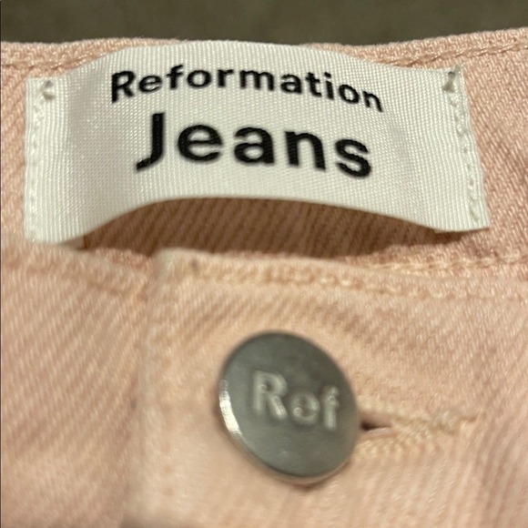 Reformation Ryan Tonal Light Pink Patch Straight Leg  High Rise Jeans size 25 - Picture 5 of 7